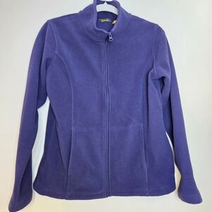 Cabela's Jacket Women's Small Blue Full Zip Fleece Athletic Fit Slim Cut Pocket